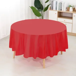 Premium red disposable PEVA round tablecloth for birthday parties and dining events