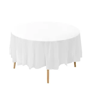 Disposable solid white round PEVA tablecloth for party table protection and decoration