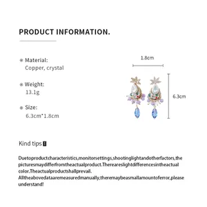 Vintage zircon crystal water-drop tassel earrings product specifications and size details