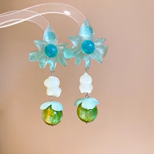 Sweet summer flower pendant earrings for seaside vacation niche fashion jewelry accessories