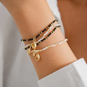 Bohemian Seed Beads Conch Shell Pendant Bracelet For Women Handmade Vacation Beach Style Alloy Resin Beads Hand Chain Jewelry