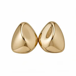 Elegante goldene Tropfen-Ohrstecker aus Metall mit glänzendem Spiegel-Finish für Damen