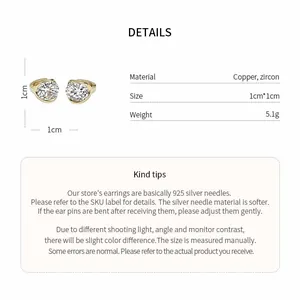 Specifiche dettagliate orecchini in zircone placcato oro 18k con aghi in argento 925