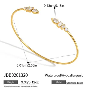 18k gold plated stainless steel cuff bracelet with zirconia measurements and specs