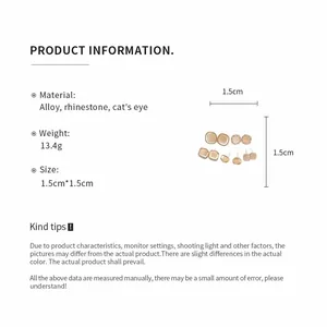 Detailed product specifications for cat's eye stone earrings with dimensions