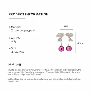 Detailed specifications and dimensions for 18K gold plated zircon pearl earrings