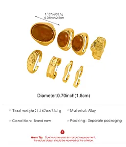 Detailed size and weight specifications for this vintage gold irregular ring set