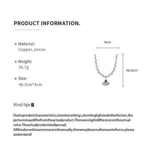 Detailed product specifications for zircon pendant necklace with size and material info