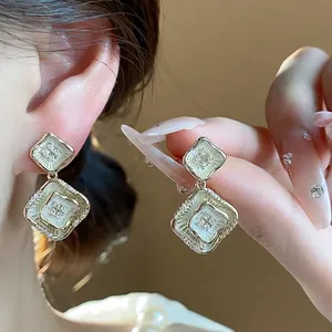 18K Vergoldete Raute Ohrstecker Für Damen Mit 925 Sterlingsilber Ohrstecker-Stift Zirkonia Emaille Geometrischer Schmuck