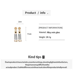 Detailed product info for vintage portrait tassel earrings in alloy, resin, and glass