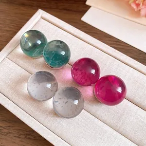 Set of 3 pairs of minimalist resin spherical stud earrings in various colors