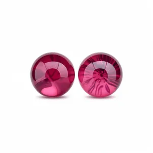 Elegant reddish-pink resin sphere stud earrings with S925 silver needles for women
