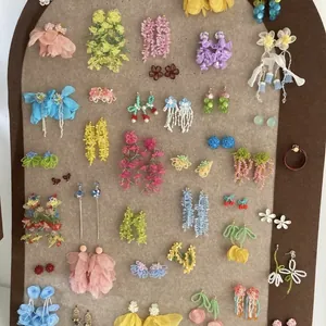 Boucles d'Oreilles à Fleurs en Alliage Style Vacances d'Été Design Dopamine Multicolore Strass Perle Artificielle Boucles d'Oreilles Pendantes pour Femmes