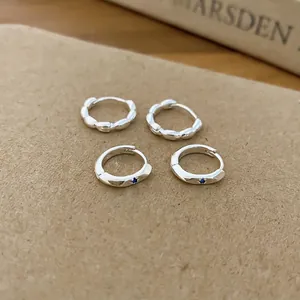 Korean Ins Style Zirconia Round Scalloped Huggie Earrings Fashion Copper Silver Plated Light Luxury Small Design Earrings For Women