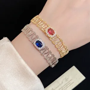 Vintage oval zircon hollow bracelet with elegant gold and silver finish for women