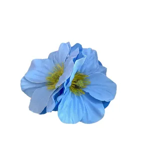 Elegant blue fabric flower hair clip with duckbill clip for vacation style