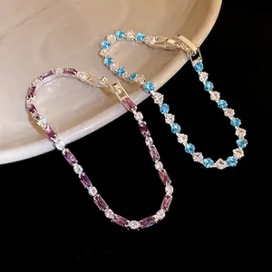 Eleganti bracciali in zircone con taglio rettangolare, stile francese di alta qualità