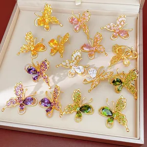 Exquisite colorful butterfly cubic zirconia gold-plated earrings set in a premium gift box.