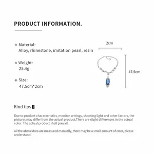 Detailed product specifications for the elegant beaded pearl and rhinestone necklace set.