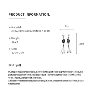 Detailed specifications and size measurements for teardrop pearl tassel drop earrings