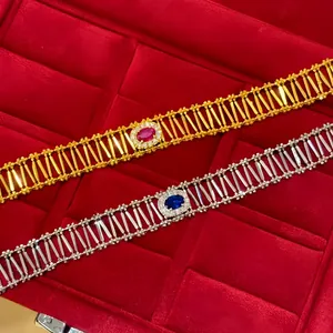 Vintage Palace Style Hollow Geometric Oval Zirconia Bracelet For Women Retro Luxury Gold Silver Plated Copper Hand Chain