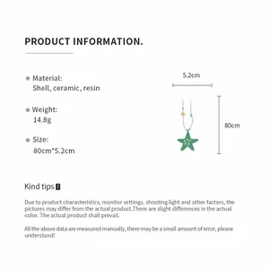 Detailed product info for 80cm green starfish necklace with shell and resin beads.