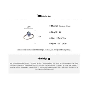 Detailed specifications for the vintage silver finish open ring with blue zircon stone