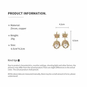 Product details for vintage zircon maple leaf earrings showing size and material