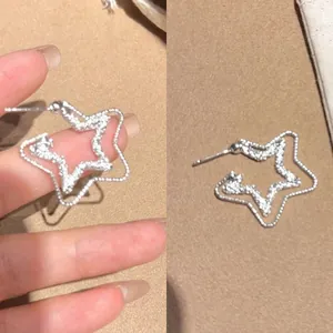 Orecchini a Lobo in Stile Coreano con Stella e Cuore per Donna Rame Strass Scintillante Forma a Stella Minimalista Gioielli