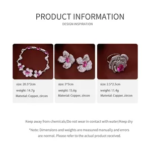 Specifiche dettagliate su dimensioni e materiali del set di gioielli fiori.