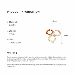Product specifications for irregular geometric acrylic bracelet showing 20cm size.