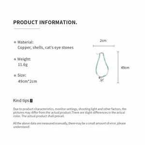 Spécifications et dimensions détaillées pour collier de perles étoile de mer style plage