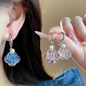 Kreative Puddingform Künstliche Perle Ohrstecker Mit 925 Sterlingsilber Ohrstecker-Stift Harz Kupfer Legierung Damen Schmuck