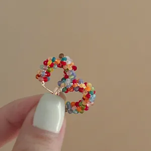 Orecchini a Cerchio Bohemian Con Perline di Vetro Colorate Perno in Argento Gioielli Rainbow Dopamine Fatti a Mano Donna