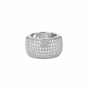 Sparkling zircon pavé ear cuff in silver finish for non-pierced ears