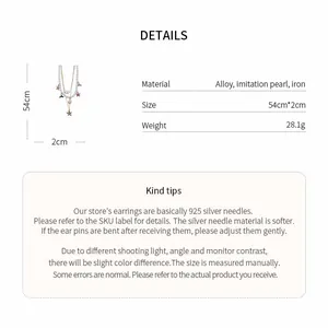 Detailed specifications of summer beach style starfish and pearl multi-layered necklace.