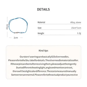 Detail view showing material, size, and weight of the blue fish beaded rope bracelet.