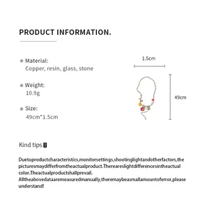 Gedetailleerde afmetingen en specificaties voor de kralenketting met harsbloem hanger