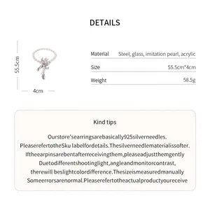 Detailed product specifications showing materials and size for the flower tassel necklace.