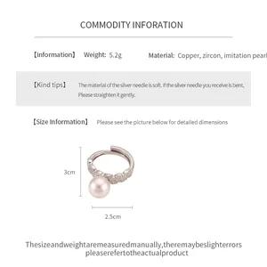 Detailed product specifications of the zircon geometric pearl open ring with size and weight