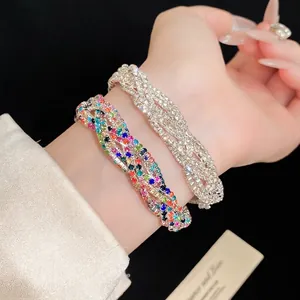 Elegant multi-layer rhinestone wrap bracelets with sparkling silver and colorful stones