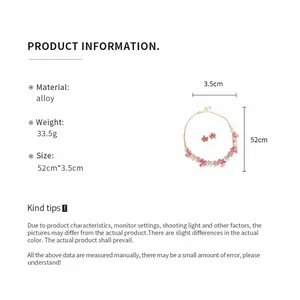 Detailed product specs for a sweet floral necklace and earring set including dimensions.