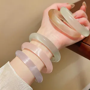Elegantes brazaletes de piedra ojo de gato transparentes en varios colores pastel