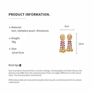 Vintage cameo tassel earrings product information with 10cm height and 6cm width