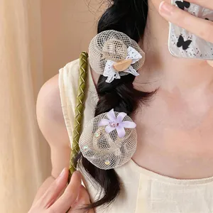 Elegant miniature straw hat earrings featuring fabric flowers and rhinestone accents