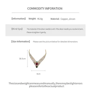 Detailed product specifications for zircon square flower necklace with precise dimensions