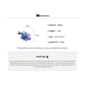 Detail view showing dimensions and specifications of the chiffon flower hair clip