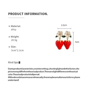 Detailed specifications for strawberry flower pendant drop earrings in durable alloy