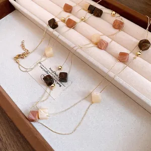 Double-layer Maillard necklace with square acrylic beads on jewelry display