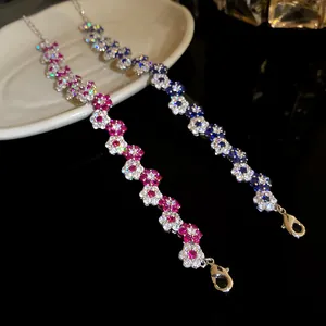 Detailed macro shot of elegant floral bracelets featuring sparkling zirconia stones